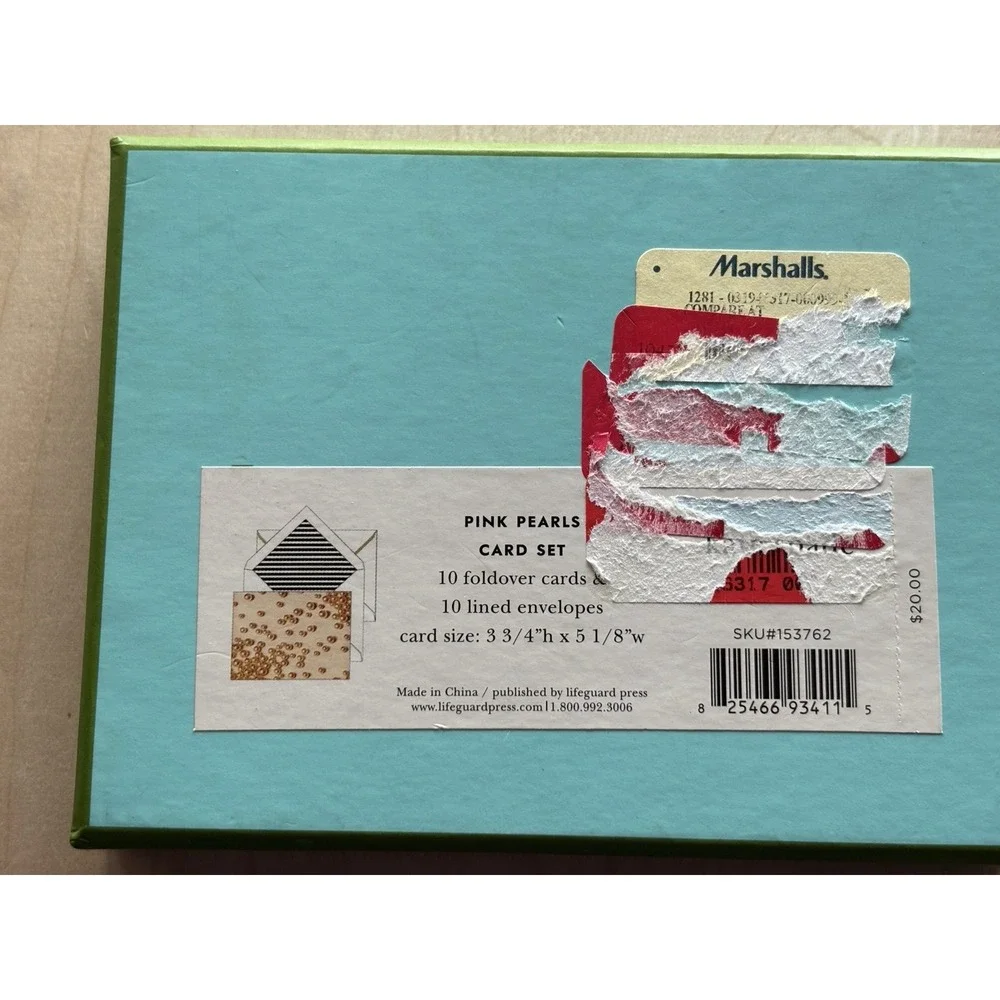 Kate Spade Notecards NIB Pink Pearls Set Box of 10 & Lined Envelopes